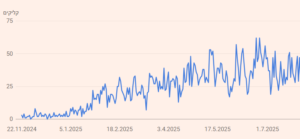 גרף כמות כניסות אורגניות לאתר בפחות משנה של פעילות קידום אורגני